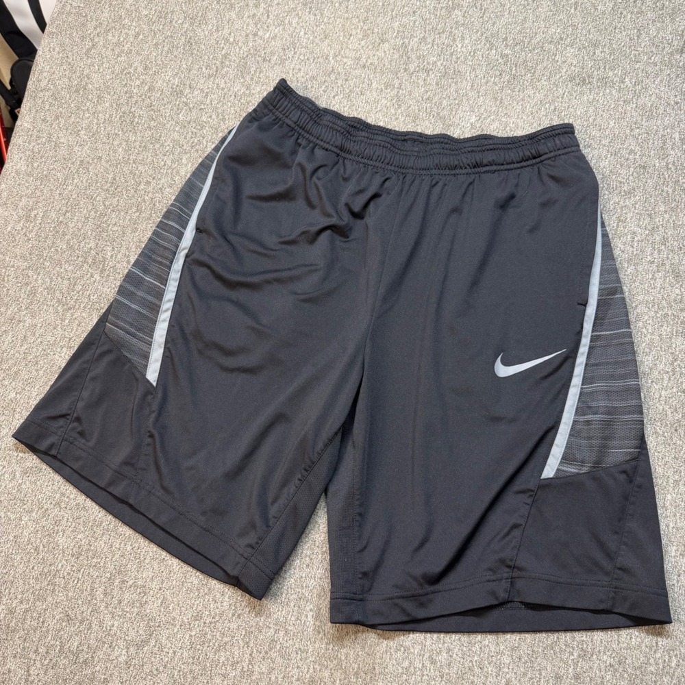 Nike Mens Dri-FIT Athletic Basketball Shorts Black Grey 645343-010 Size M